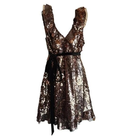 Free People Tribeca Bronze Sequin Party Dress - Picture 6 of 11